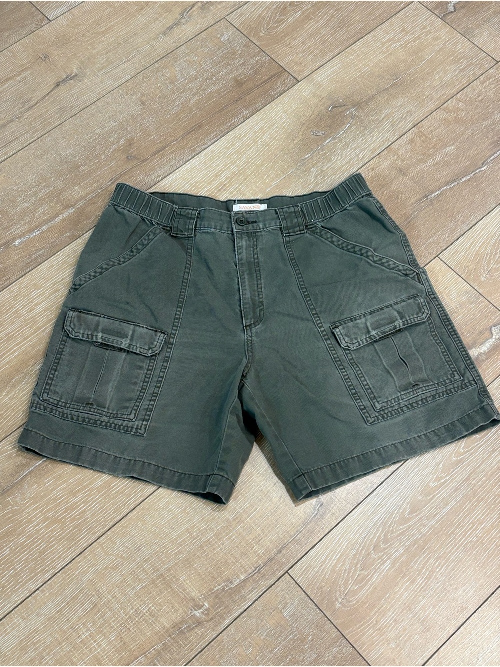 Savane Men’s Cargo Shorts 31W Olive Green Utility Shorts Multiple Pockets